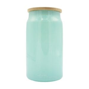 15oz Glitter Glass Blue Libby Cooler With Bamboo Lid Sublimation Blank Front With Lid