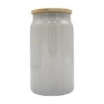 15oz Glitter Glass Grey Libby Cooler With Bamboo Lid Sublimation Blank Front With Lid