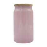 15oz Glitter Glass Light Pink Libby Cooler With Bamboo Lid Sublimation Blank Front With Lid