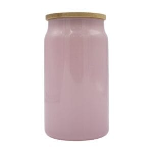 15oz Glitter Glass Light Pink Libby Cooler With Bamboo Lid Sublimation Blank Front With Lid