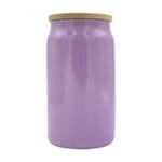 15oz Glitter Glass Purple Libby Cooler With Bamboo Lid Sublimation Blank Front With Lid