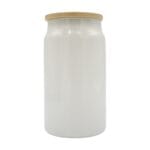 15oz Glitter Glass White Libby Cooler With Bamboo Lid Sublimation Blank Front With Lid