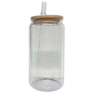 16oz Clear Libbey Glass With Bamboo Lid Cover Image