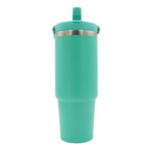 30oz Travel Mug Blue With Colourful Handle Teal Sublimation Blank Front Straw Up 2