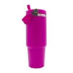 30oz Travel Mug Pink With Colourful Handle Sublimation Blank Side Straw 2