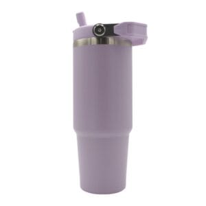 30oz Travel Mug Purple With Colourful Handle Sublimation Blank Front Shot Straw 2