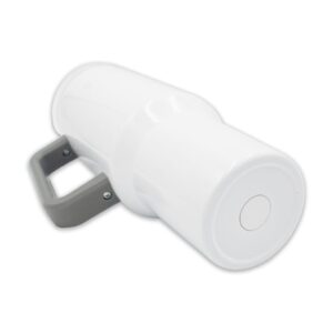 40oz Travel Mug Colourful Handle Grey Sublimation Blank Laying Down Bottom Shot