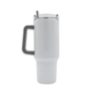 40oz Travel Mug Colourful Handle Grey Sublimation Blank Side With Straw