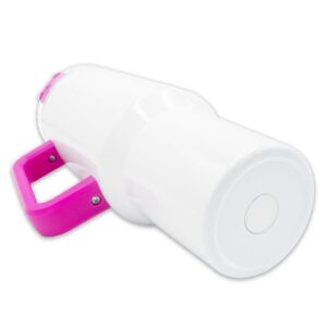 40oz Travel Mug Colourful Handle Pink Sublimation Blank Laying Down Bottom Shot