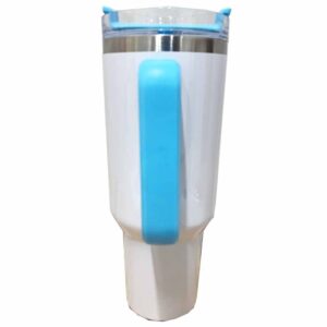 40oz White Blue Trims Sublimation Tumbler Handle Stainless Rim