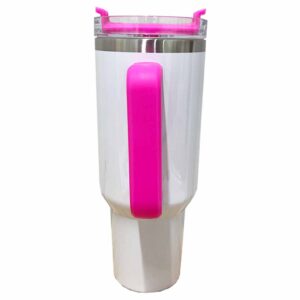 40oz White Pink Trims Sublimation Tumbler Handle Stainless Rim