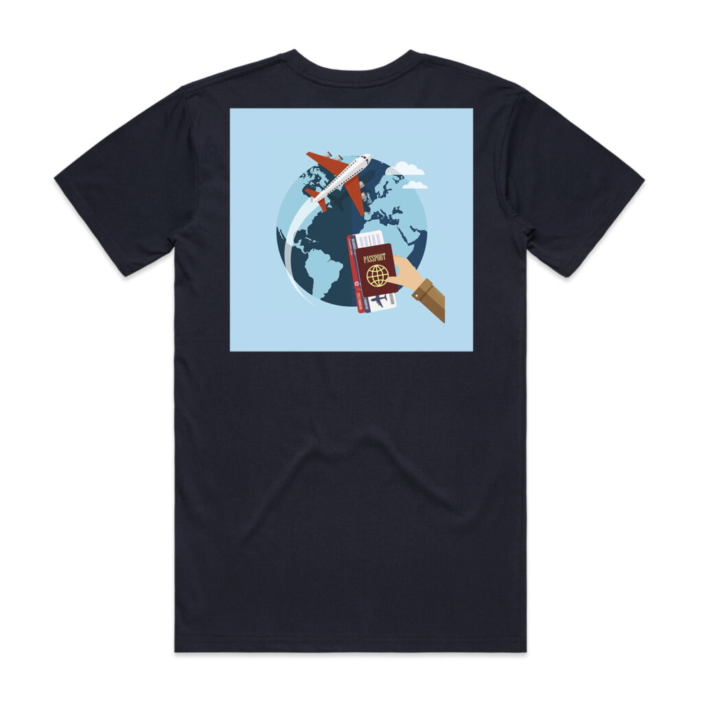 DTF print without halftone on navy shirt