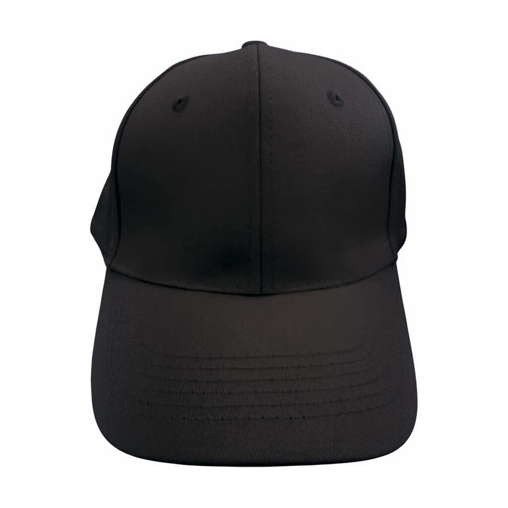 Cap Adult 6 Panel Cotton Blank Black DTF Embroidery Front
