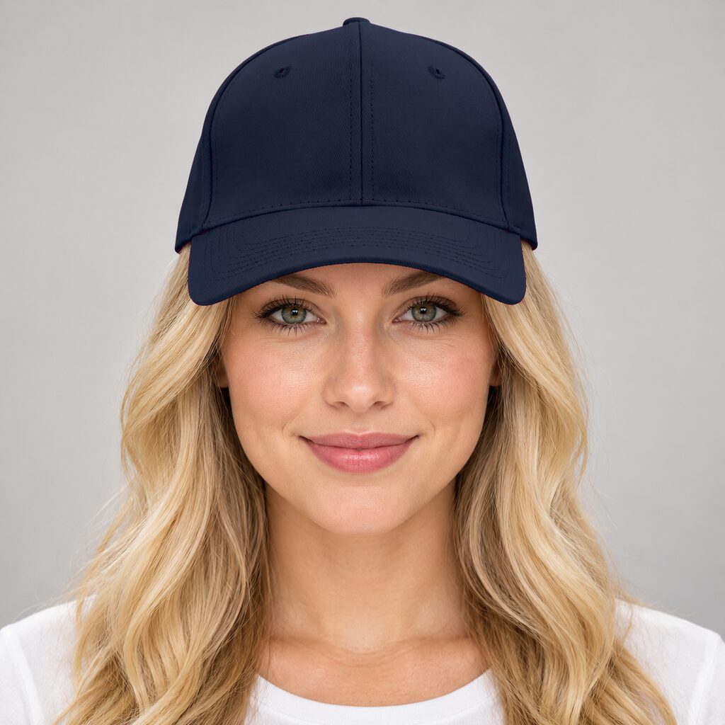 Cap Adult 6 Panel Cotton Blank Navy DTF Embroidery Model
