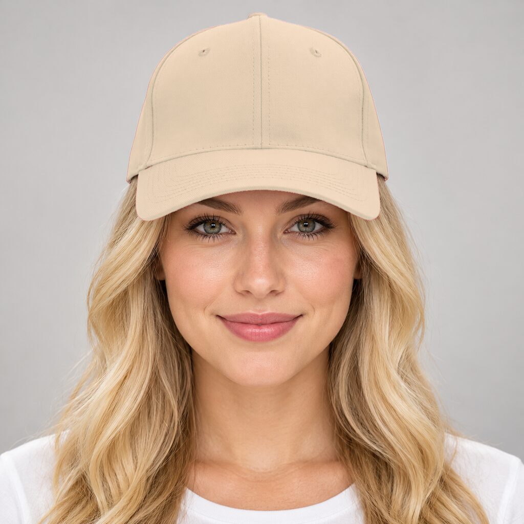 Cap Adult 6 Panel Cotton Blank Sand DTF Embroidery Model