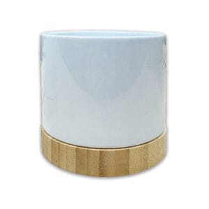 Ceramic Flower Pot Sublimation Blank Full Product Bamboo Saucer on Bottom