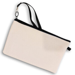 Faux Linen Purse Sublimation Blank with Clip on Lanyard Angled