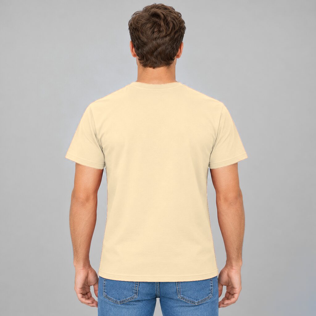 Unisex Cotton T Shirt Crew Neck Blank Sand DTF DTG Model Man Back