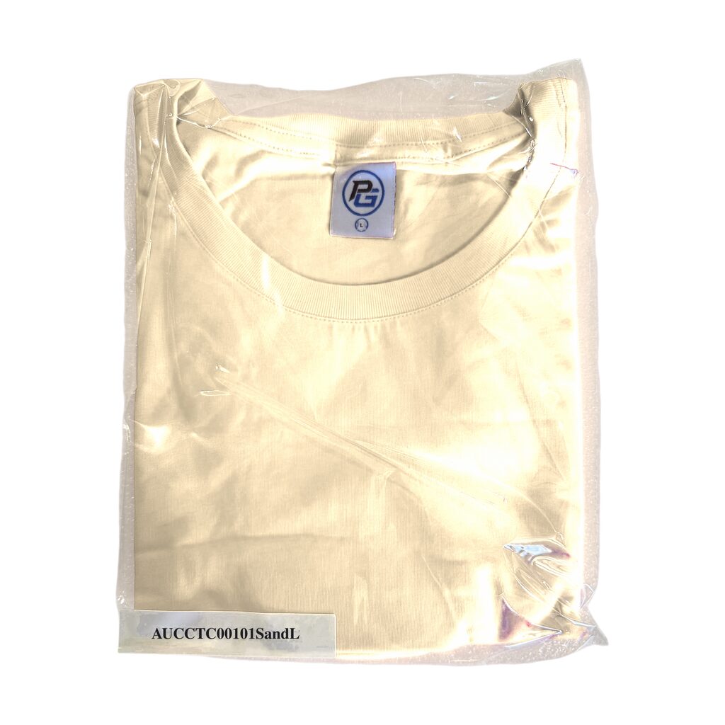 Unisex Cotton T Shirt Crew Neck Blank Sand L DTF DTG Packed