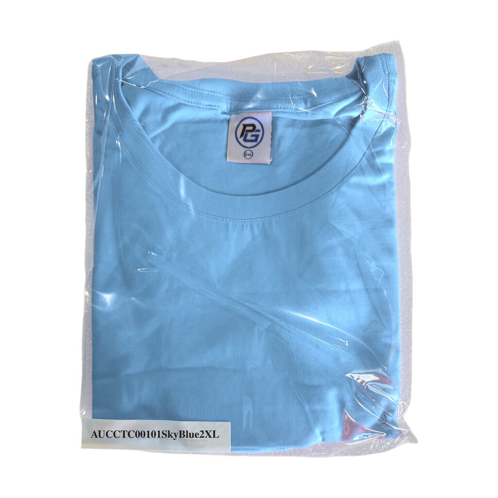 Unisex Cotton T Shirt Crew Neck Blank Sky Blue 2XL DTF DTG Packed