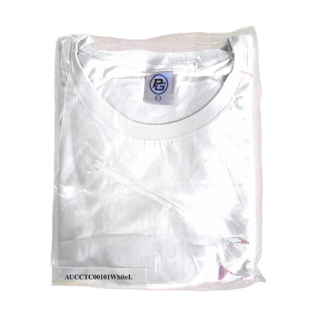 Unisex Cotton T Shirt Crew Neck Blank White L DTF DTG Packed