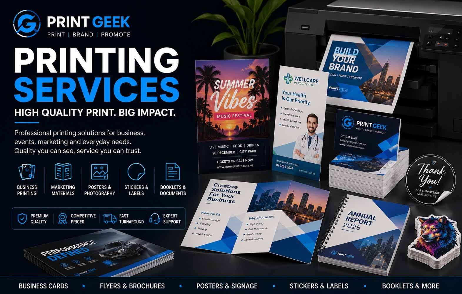 Printing services category at Print Geek Australia