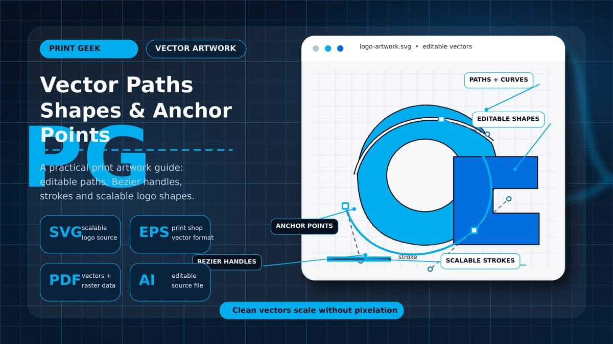 Vector paths shapes anchor points and colours explained for printing.